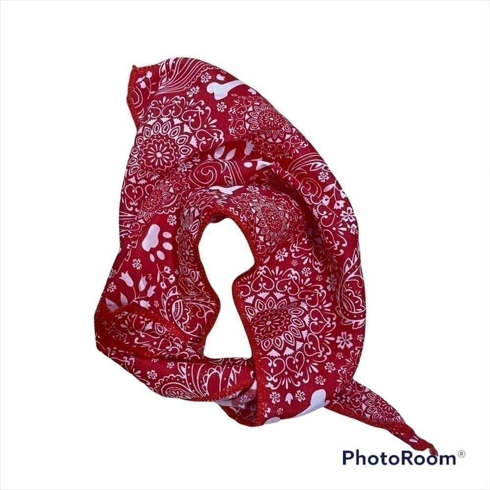 Dog Small Scarf Red White Pet Accessory